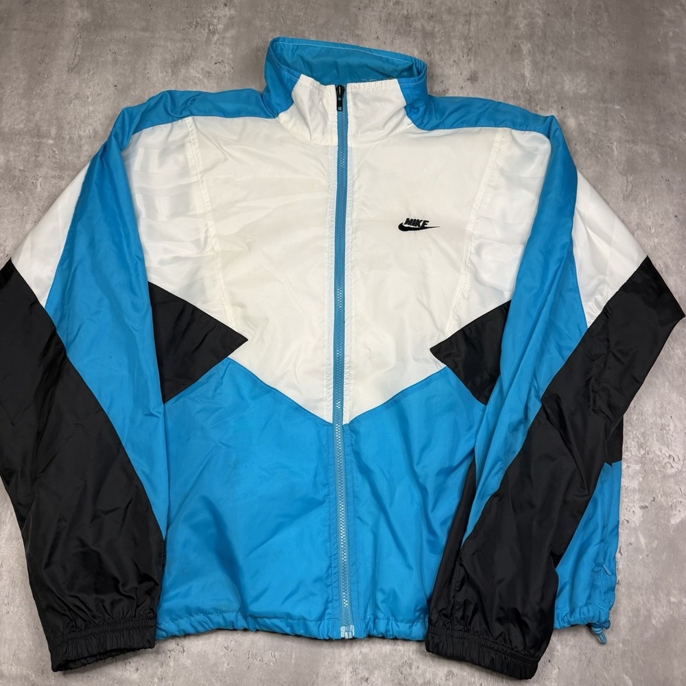 Nike Vintage 80s 90s Colorblock Windbreaker Jacket Mens Large Blue Full Zip
